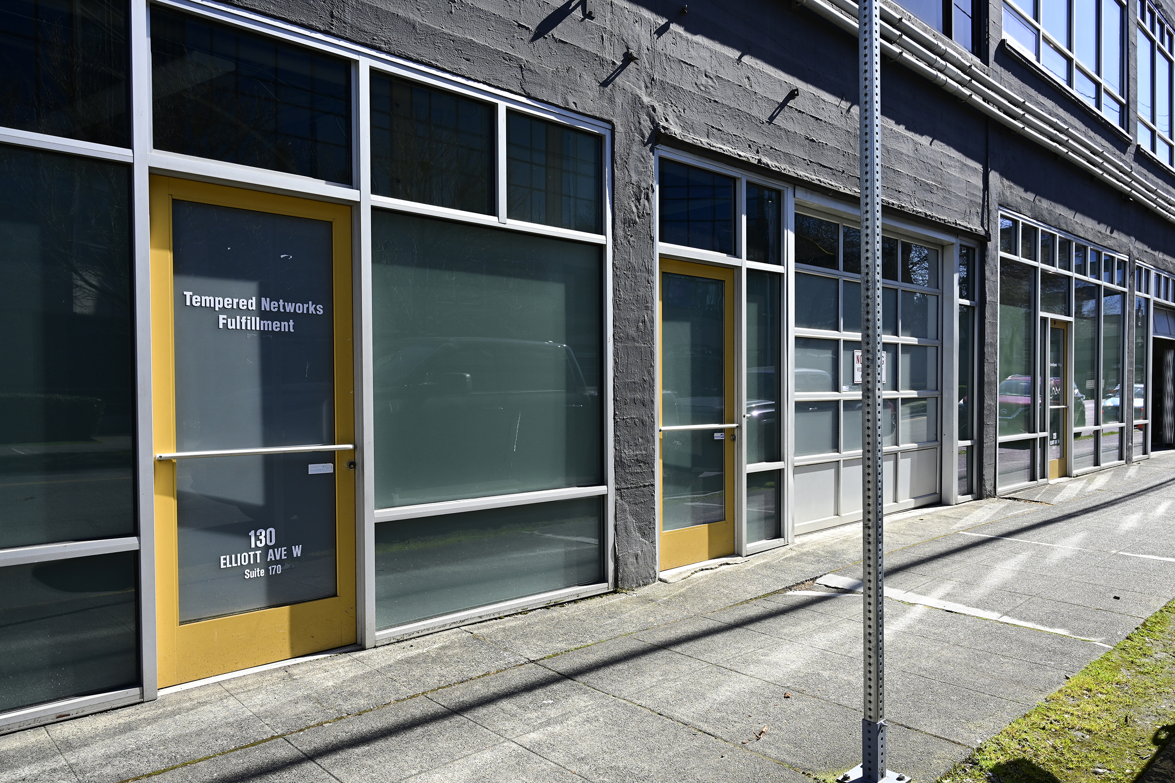A historic converted warehouse building near Elliott Bay in Seattle Washington representing creative office and work loft spaces