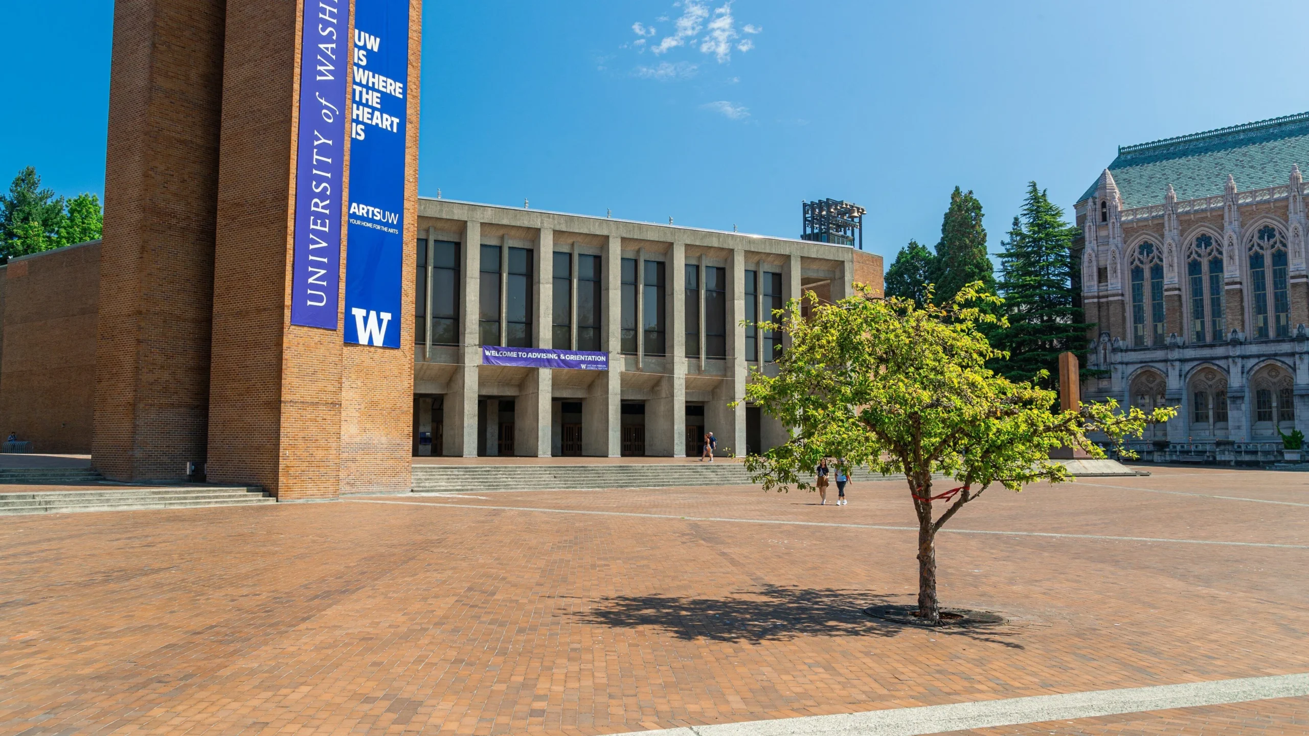 University District neighborhood streetscape in Seattle, Washington, showing the mixed-use commercial corridor near the University of Washington campus