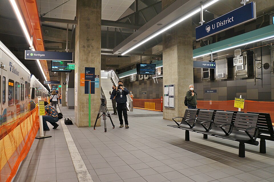 U District Link light rail station in Seattle, Washington, opened in 2021 connecting the University District to downtown Seattle