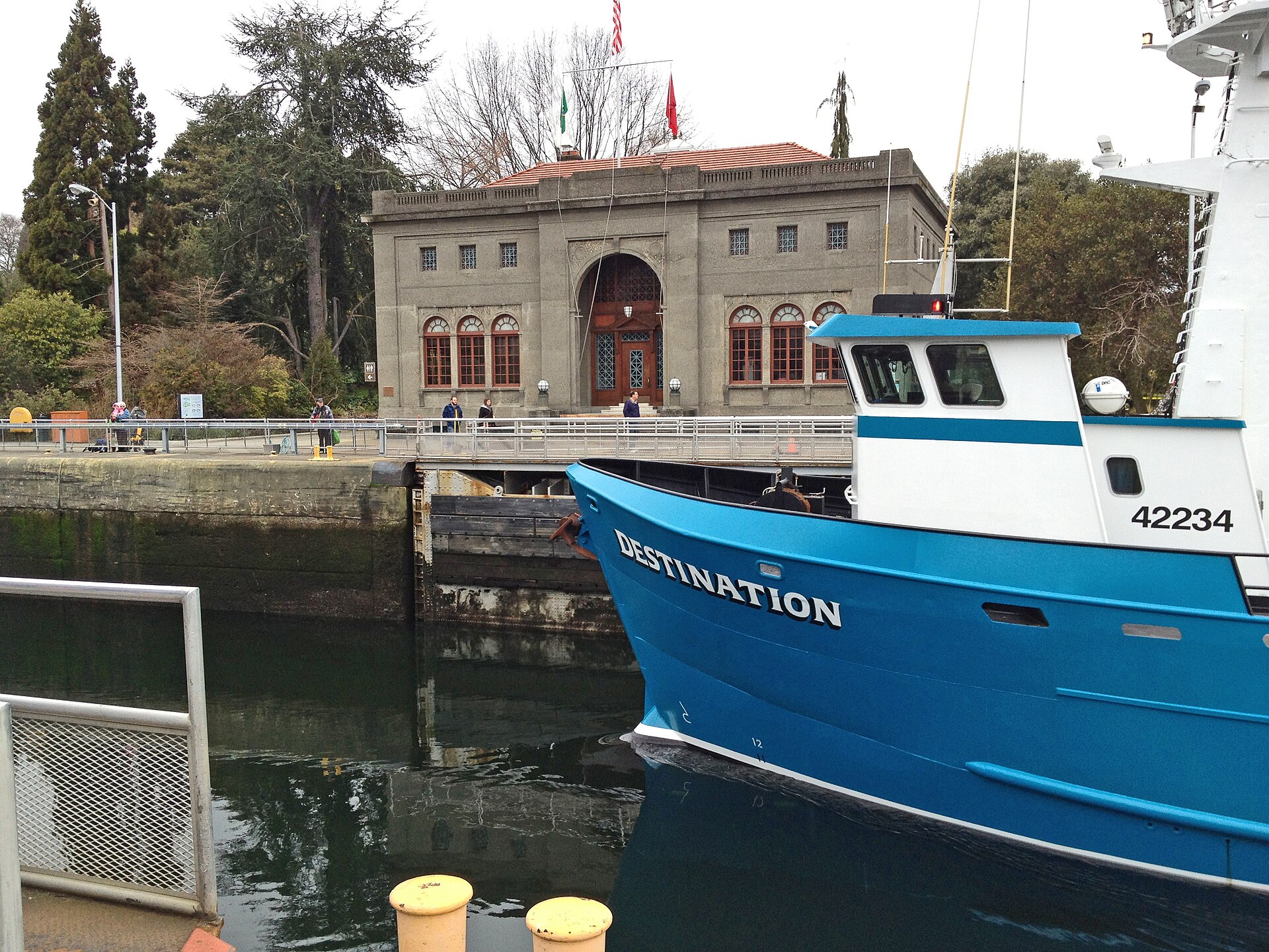 Hiram Chittenden Locks Ballard Seattle showing the federal waterway infrastructure at the heart of the neighborhood's maritime heritage